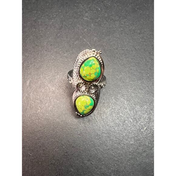 NEW green Mojave turquoise stainless steel ring size 7 - Picture 13 of 15